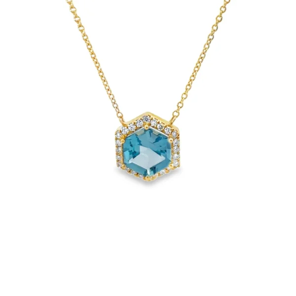 Hexagon Topaz Halo Necklace