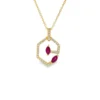 Hexagon Ruby Diamond Necklace
