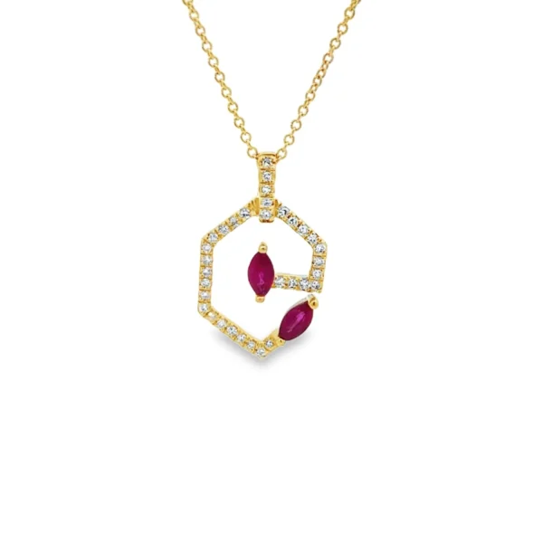 Hexagon Ruby Diamond Necklace