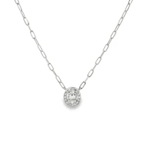 Halo Diamond Pendant Necklace