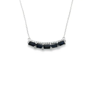 Sapphire Bar Pendant Necklace