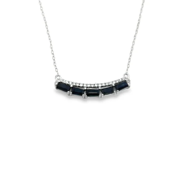 Sapphire Bar Pendant Necklace