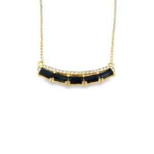 Sapphire Bar Pendant Necklace