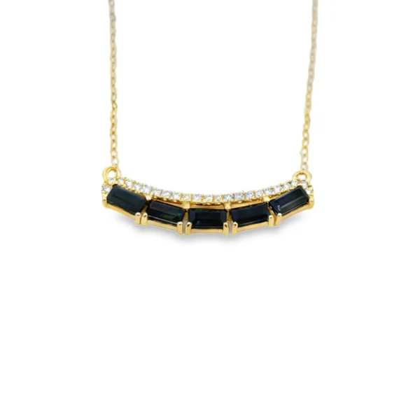 Sapphire Bar Pendant Necklace