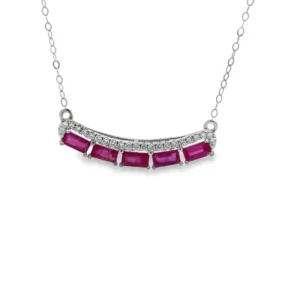 Baguette Ruby Bar Necklace