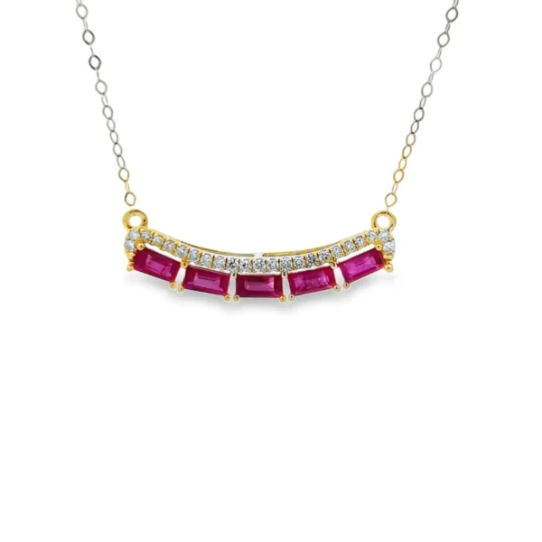 Baguette Ruby Bar Necklace