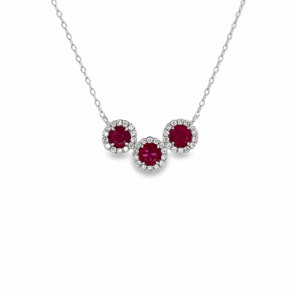 Three Stone Ruby Necklace