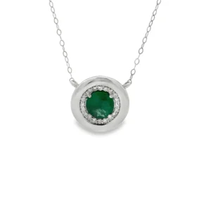 Emerald Halo Pendant Necklace