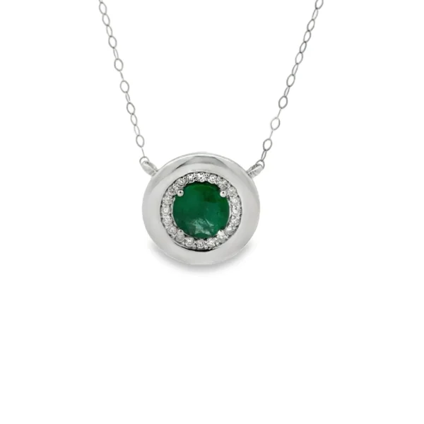 Emerald Halo Pendant Necklace