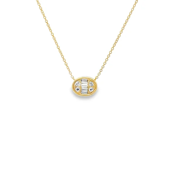 Oval Diamond Pendant Necklace