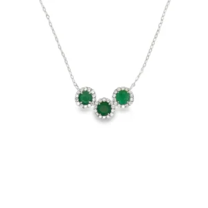 Emerald Halo Pendant Necklace