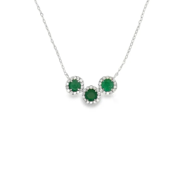 Emerald Halo Pendant Necklace