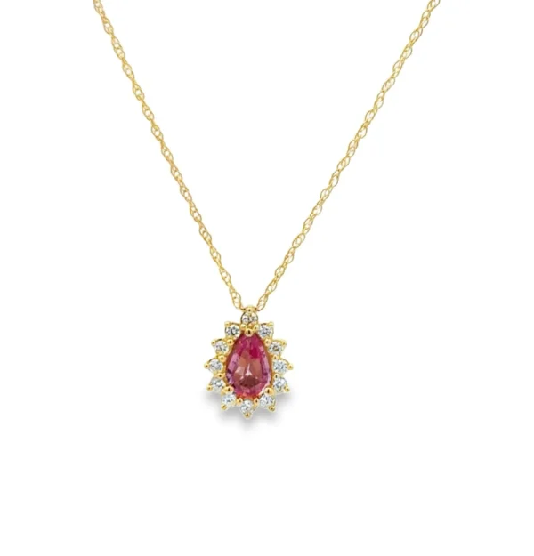 Pear Pink Sapphire Necklace