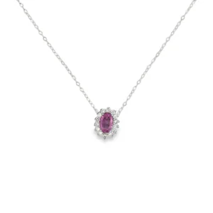 Pink Gemstone Halo Necklace