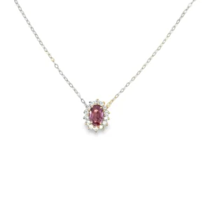 Oval Gemstone Halo Necklace