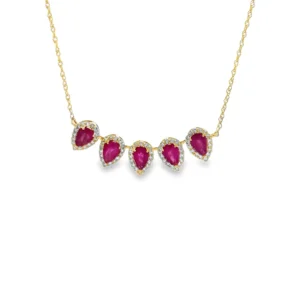Pear Ruby Halo Necklace