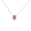 Pink Sapphire Halo Necklace