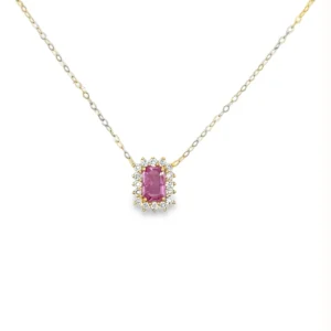 Pink Sapphire Halo Necklace