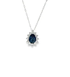 Sapphire Halo Pendant Necklace