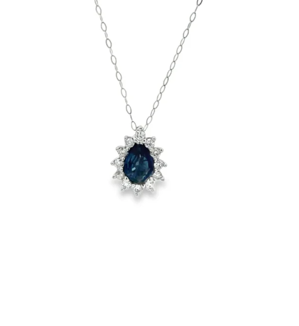 Sapphire Halo Pendant Necklace