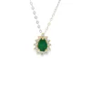 Pear Emerald Halo Necklace