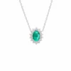 Oval Emerald Halo Necklace