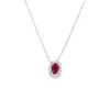 Oval Ruby Halo Necklace