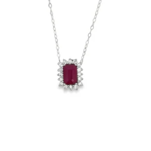 Ruby Halo Pendant Necklace