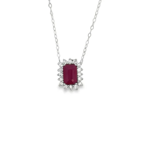 Ruby Halo Pendant Necklace