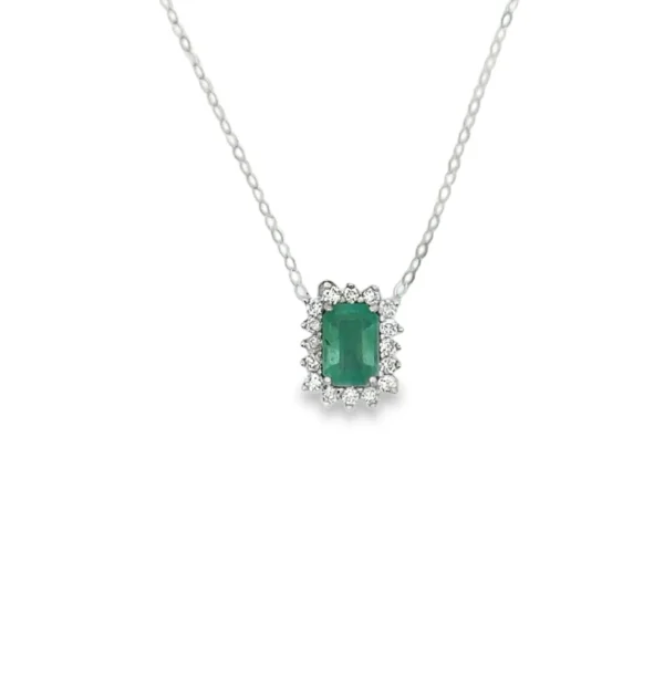 Emerald Halo Pendant Necklace