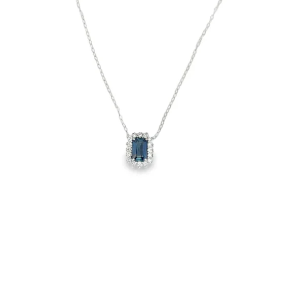 Sapphire Halo Pendant Necklace