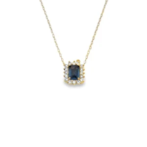 Sapphire Halo Pendant Necklace
