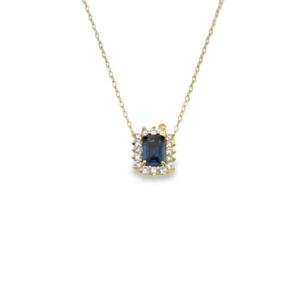 Sapphire Halo Pendant Necklace
