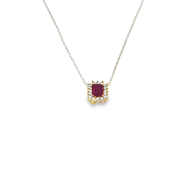 Ruby Halo Pendant Necklace