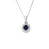 Oval Sapphire Halo Necklace