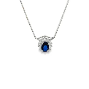 Oval Gemstone Halo Necklace