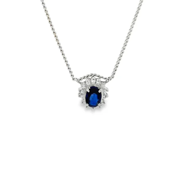 Oval Gemstone Halo Necklace