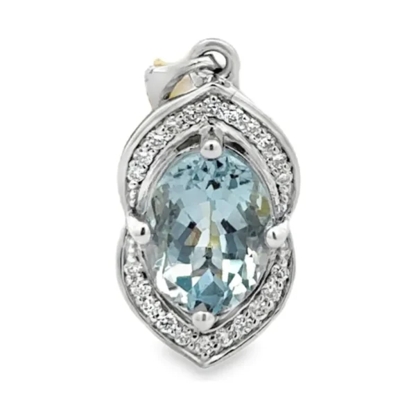 Aquamarine Diamond Halo Pendant