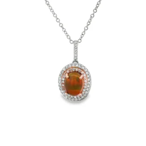 Opal Diamond Halo Necklace
