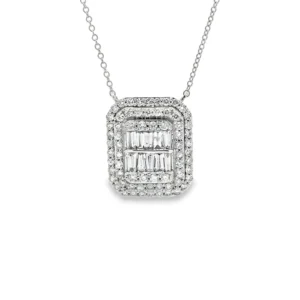 Baguette Halo Diamond Pendant