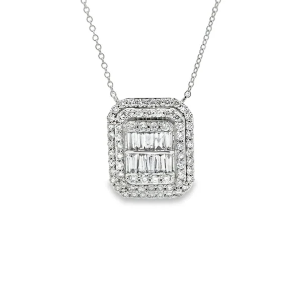 Baguette Halo Diamond Pendant