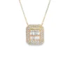 Baguette Halo Pendant Necklace