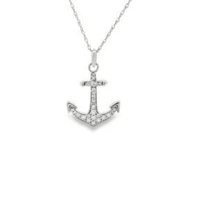 Diamond Anchor Pendant Necklace