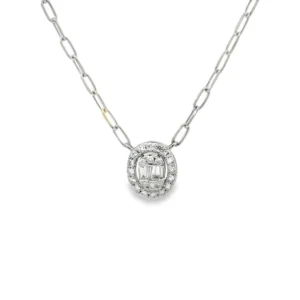 Oval Diamond Pendant Necklace