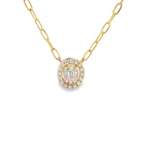 Oval Halo Pendant Necklace