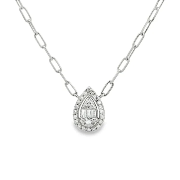 Teardrop Halo Pendant Necklace