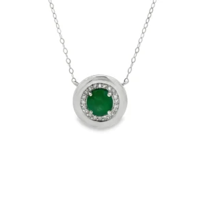 Emerald Halo Pendant Necklace