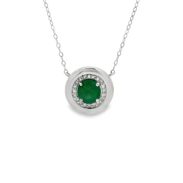 Emerald Halo Pendant Necklace