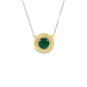 Emerald Halo Pendant Necklace