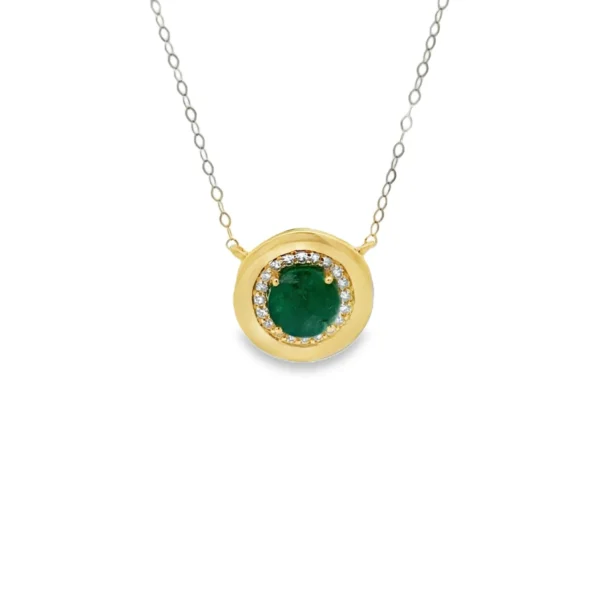 Emerald Halo Pendant Necklace
